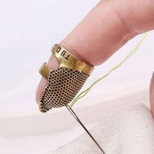Load image into Gallery viewer, Retro Thimble Metal Finger Protector Sewing Needlework Craft Embroidery Antislip Ring Finger Cover DIY Sewing Accessories
