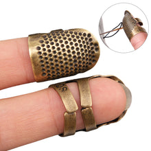 Load image into Gallery viewer, Retro Thimble Metal Finger Protector Sewing Needlework Craft Embroidery Antislip Ring Finger Cover DIY Sewing Accessories
