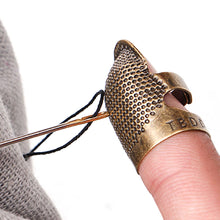 Load image into Gallery viewer, Retro Thimble Metal Finger Protector Sewing Needlework Craft Embroidery Antislip Ring Finger Cover DIY Sewing Accessories
