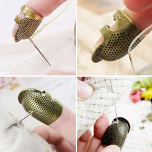 Load image into Gallery viewer, Retro Thimble Metal Finger Protector Sewing Needlework Craft Embroidery Antislip Ring Finger Cover DIY Sewing Accessories
