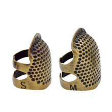 Load image into Gallery viewer, Retro Thimble Metal Finger Protector Sewing Needlework Craft Embroidery Antislip Ring Finger Cover DIY Sewing Accessories
