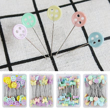 Load image into Gallery viewer, 100Pcs Button Head Sewing Pins Flower Butterfly Head Positioning Pins DIY Handmade Clothing Marking Needles Dressmaking Jewelry Deco Sewing Accessories
