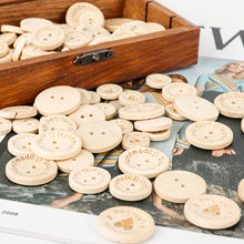 Load image into Gallery viewer, 50pcs 15mm/20mm/25mm Wooden Buttons Heart Printing Sewing Buttons Knitting Sweater Buttons Kids Clothes Decor Replacement Buttons Sewing Accessories
