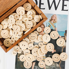 Load image into Gallery viewer, 50pcs 15mm/20mm/25mm Wooden Buttons Heart Printing Sewing Buttons Knitting Sweater Buttons Kids Clothes Decor Replacement Buttons Sewing Accessories
