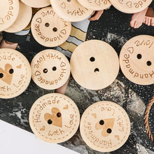 Load image into Gallery viewer, 50pcs 15mm/20mm/25mm Wooden Buttons Heart Printing Sewing Buttons Knitting Sweater Buttons Kids Clothes Decor Replacement Buttons Sewing Accessories

