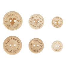 Load image into Gallery viewer, 50pcs 15mm/20mm/25mm Wooden Buttons Heart Printing Sewing Buttons Knitting Sweater Buttons Kids Clothes Decor Replacement Buttons Sewing Accessories
