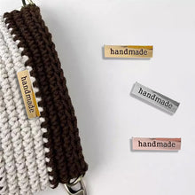 Load image into Gallery viewer, 10pcs Metal Handmade Label Rectangle Zinc Alloy Hand Made Letters Label DIY Bag Hat Crochet Clothes Sewing Accessories

