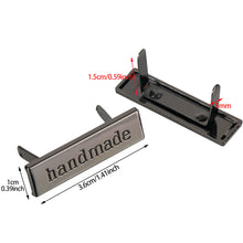 Load image into Gallery viewer, 10pcs Metal Handmade Label Rectangle Zinc Alloy Hand Made Letters Label DIY Bag Hat Crochet Clothes Sewing Accessories
