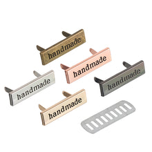 Load image into Gallery viewer, 10pcs Metal Handmade Label Rectangle Zinc Alloy Hand Made Letters Label DIY Bag Hat Crochet Clothes Sewing Accessories

