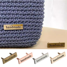 Load image into Gallery viewer, 10pcs Metal Handmade Label Rectangle Zinc Alloy Hand Made Letters Label DIY Bag Hat Crochet Clothes Sewing Accessories
