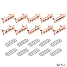 Load image into Gallery viewer, 10pcs Metal Handmade Label Rectangle Zinc Alloy Hand Made Letters Label DIY Bag Hat Crochet Clothes Sewing Accessories
