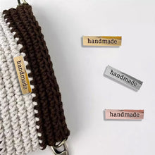 Load image into Gallery viewer, 10pcs Metal Handmade Label Rectangle Zinc Alloy Hand Made Letters Label DIY Bag Hat Crochet Clothes Sewing Accessories
