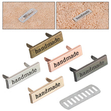 Load image into Gallery viewer, 10pcs Metal Handmade Label Rectangle Zinc Alloy Hand Made Letters Label DIY Bag Hat Crochet Clothes Sewing Accessories
