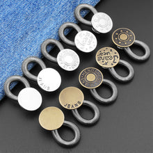 Load image into Gallery viewer, 5pcs Metal Button Extender for Pants Jeans Free Sewing Adjustable Retractable Waist Extenders Button Waistband Expander
