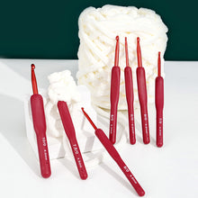 Load image into Gallery viewer, Aluminum Alloy Crochet Needle Ergonomic Knitting Tool Red Crochet Hooks Frosted Silicone Handle Weaving Tool
