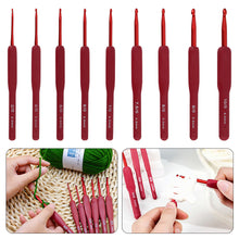 Load image into Gallery viewer, Aluminum Alloy Crochet Needle Ergonomic Knitting Tool Red Crochet Hooks Frosted Silicone Handle Weaving Tool
