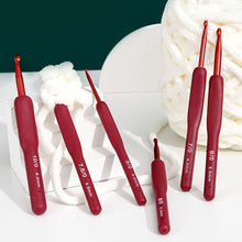 Load image into Gallery viewer, Aluminum Alloy Crochet Needle Ergonomic Knitting Tool Red Crochet Hooks Frosted Silicone Handle Weaving Tool
