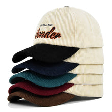 Load image into Gallery viewer, Corduroy Embroidered Baseball Cap Three Dimensional Adjustable Embroidered Casual Cap Autumn Winter Cap for Women Men

