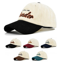 Load image into Gallery viewer, Corduroy Embroidered Baseball Cap Three Dimensional Adjustable Embroidered Casual Cap Autumn Winter Cap for Women Men
