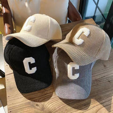 Load image into Gallery viewer, Autumn Winter Corduroy Letter Embroidered Baseball Cap Adjustable Embroidered Casual Outdoor Cap for Women Men
