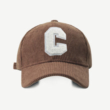 Load image into Gallery viewer, Autumn Winter Corduroy Letter Embroidered Baseball Cap Adjustable Embroidered Casual Outdoor Cap for Women Men
