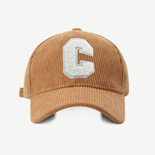 Load image into Gallery viewer, Autumn Winter Corduroy Letter Embroidered Baseball Cap Adjustable Embroidered Casual Outdoor Cap for Women Men
