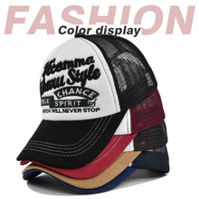 Load image into Gallery viewer, Letter Three-dimensional Embroidered Cotton Baseball Cap Personalized Color Blocking Adjustable Breathable Casual Outdoor Cap
