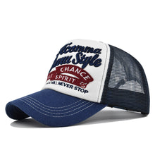 Load image into Gallery viewer, Letter Three-dimensional Embroidered Cotton Baseball Cap Personalized Color Blocking Adjustable Breathable Casual Outdoor Cap
