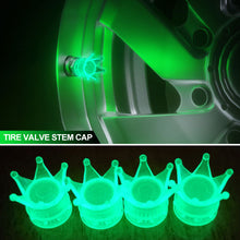 Load image into Gallery viewer, 4Pcs Crown Luminous Style Car Wheel Tire Valve Caps Tyre Rim Stem Covers Airdust Waterproof Motorcycle Bling Accessories
