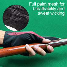 Load image into Gallery viewer, 1pc professional billiard gloves three-finger thin breathable high-grade non-slip snooker gloves
