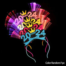 Load image into Gallery viewer, 2024 New Year Glowing Headband with LED Light Flashing Hair Band Kids Girls Hair Accessories New Year Decoration
