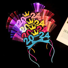 Load image into Gallery viewer, 2024 New Year Glowing Headband with LED Light Flashing Hair Band Kids Girls Hair Accessories New Year Decoration
