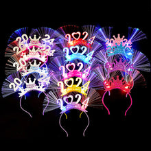 Load image into Gallery viewer, 2024 New Year Glowing Headband with LED Light Flashing Hair Band Kids Girls Hair Accessories New Year Decoration
