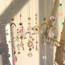 Load image into Gallery viewer, 1Pc Dreamcatcher Suncatcher Crystal Prism Ball Gold Moon Star Rainbow Sun Catcher Indoor Window Car Hanging Garden Decoration Gift
