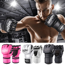 Load image into Gallery viewer, 1Pair Adult Half Finger Breathable Boxing Gloves Muay Thai Free Combat Free Combat Training Gloves Protective Equipment
