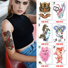 Load image into Gallery viewer, Twelve Zodiac Colorful Cartoon Tattoos Sticker Simulated Tattoos Sticker Creative Animal Women Men Tattoo Stickers
