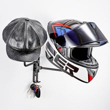 Load image into Gallery viewer, Motorcycle Helmet Wall Mount Rack with Double Hook 180 Rotation Helmets Display Holder Helmet/Jacket Hanger Bike Helmet Holder
