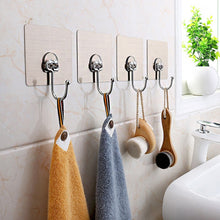 Load image into Gallery viewer, 5pcs/set Upgrade Larger Hooks Self Adhesive Wall Hooks Puch Free Nail Free Stainless Steel Hook Wall Coat Hooks Heavy Duty Hooks
