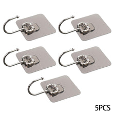 Load image into Gallery viewer, 5pcs/set Upgrade Larger Hooks Self Adhesive Wall Hooks Puch Free Nail Free Stainless Steel Hook Wall Coat Hooks Heavy Duty Hooks

