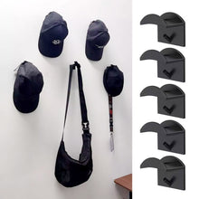 Load image into Gallery viewer, 5pcs Self Adhesive Hat Hooks Wall Hat Holder Hat Show Rack Double Hook Black White Hooks for Hats Caps
