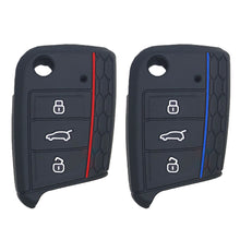 Load image into Gallery viewer, Car 3 Button Key Silicone Car Key Cases Cover Folding Remote Key Fob Protection For VW Polo Golf 7 Tiguan Skoda Octavia Kodiaq Karoq Accessories

