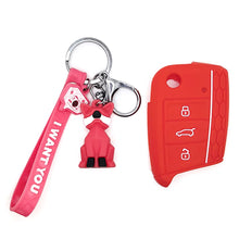 Load image into Gallery viewer, Car 3 Button Key Silicone Car Key Cases Cover Folding Remote Key Fob Protection For VW Polo Golf 7 Tiguan Skoda Octavia Kodiaq Karoq Accessories
