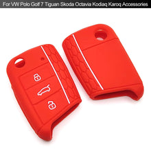 Load image into Gallery viewer, Car 3 Button Key Silicone Car Key Cases Cover Folding Remote Key Fob Protection For VW Polo Golf 7 Tiguan Skoda Octavia Kodiaq Karoq Accessories
