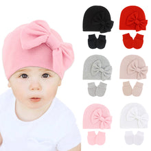 Load image into Gallery viewer, Baby Girl Hat Gloves Set Cotton Newborn Beanie for Girls Accessories Baby Cap Toddler Infant Bonnet Hats New Born Gift
