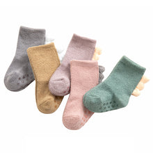 Load image into Gallery viewer, Toddler Kids Socks Newborn Baby Prewalker Winter Thick Coral Fleece Cotton Dinosaur Girl Autumn Infant Boy Cartoon Sock 0-5Y
