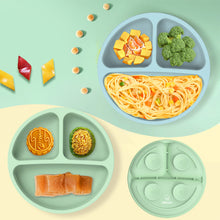 Load image into Gallery viewer, Baby Silicone Dining Plate Kids Feeding Plate Sucker Bowl Solid Smile Face Children Dishes Toddler Training Tableware BPA Free
