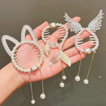 Load image into Gallery viewer, Cute Shiny Angel Wing Animal Ears Hair Clip Elegant Tassel Pearl Hairpins Ponytail Bun Headband For Women Girl Hair Accessories
