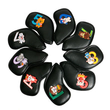Load image into Gallery viewer, Golf Accessories 9Pcs/Set Portable PU Golf Club Iron Head Covers Protector Golfs Head Cover Set Golf Putter Cover Golf Headcover
