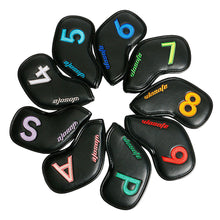 Load image into Gallery viewer, Golf Accessories 9Pcs/Set Portable PU Golf Club Iron Head Covers Protector Golfs Head Cover Set Golf Putter Cover Golf Headcover
