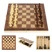 Load image into Gallery viewer, 24cm*24cm 3 in 1 Folding Wooden Chess Board Portable Chess Game Board Wooden Chess Board for Adults Kids Gift Family Game
